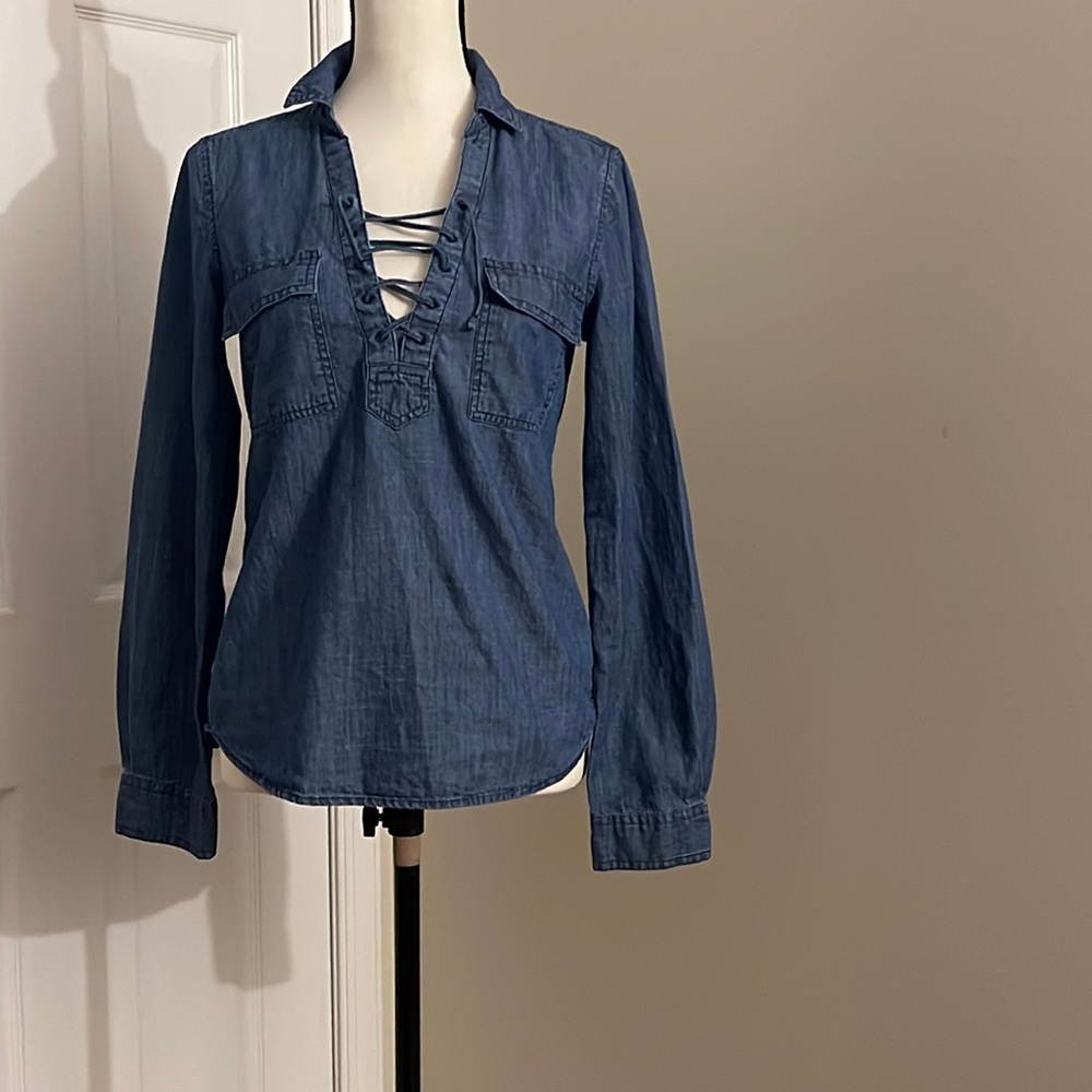 So Denim lace up shirt